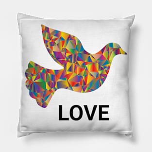 Dove in multicoloured design with love writing Pillow