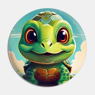 Cute Turtle Illustration Pin