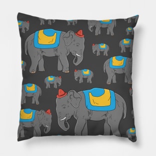 cute elephant wearing circus hat pattern Pillow