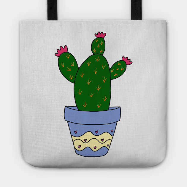 Cute Cactus Design 185 Cactus With Blooms In Painted Pot