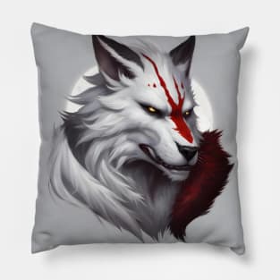 werewolf fantasy art red Pillow