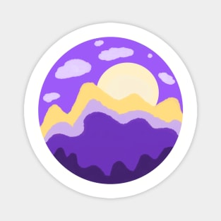 Cute artwork landscape with mountains and the Sun Magnet