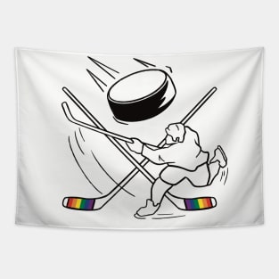 Pride Hockey Player Design Tapestry