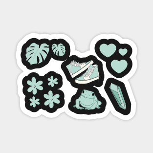 Cute Aesthetic Sticker Pack - Pastel Teal Green Magnet