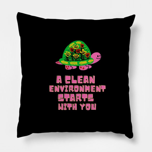 Turtle Environment Earth Shirt Save Our Planet Climate Change Shirt SOS Help Climate Strike Shirt Nature Future Natural Environment Cute Funny Gift Idea Pillow by EpsilonEridani