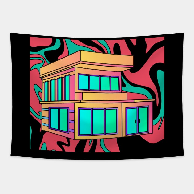 Illustration Dream House Villa Color Effects Tapestry by flofin