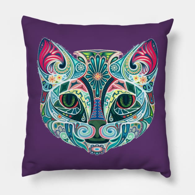 Trippy Cat. Pillow by SnakeGirl20