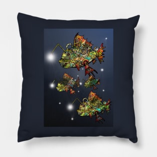 Steampunk Deep Sea Fish #5 Pillow