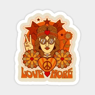 Love More Hippie Retro Peace Flower Child Magnet