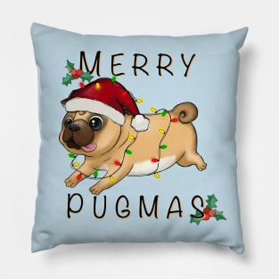 Merry Pugmas Cute Christmas Pun, Gift for Pug Dog Owner Pillow