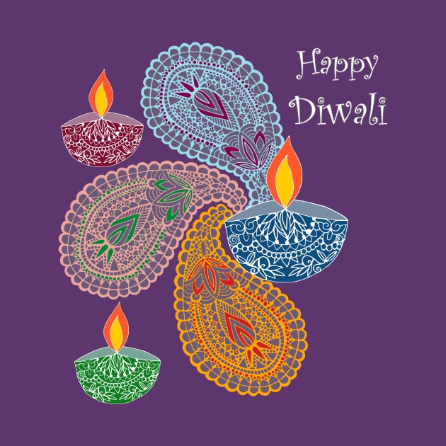 Diwali - Paisleys and Lamps by MitaDreamDesign