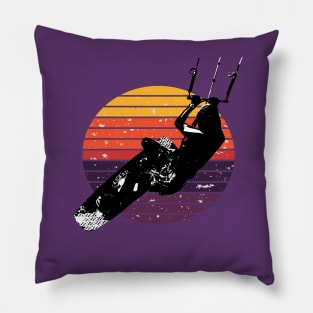 Kitesurf Action Artistic Kitesurfer Vintage Sunset Retro Sunrise Pillow