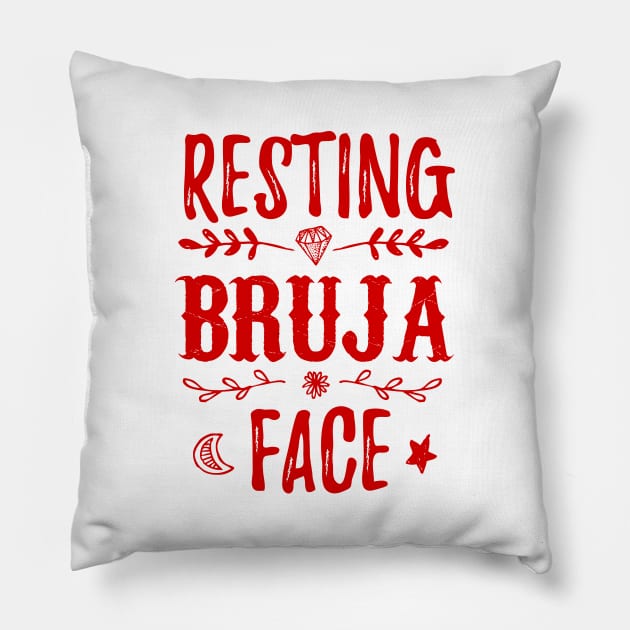 Resting Bruja Face - clean design Pillow by verde