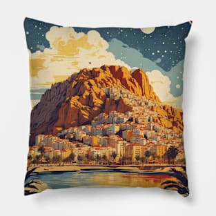 Alicante Starry Night Spain Travel Tourism Retro Vintage Pillow