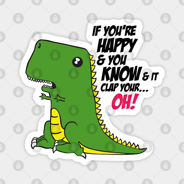 Cute dinosaur if you're happy & you know Magnet by ladyrosegold