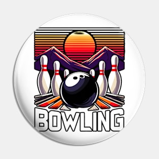 Retro Bowling and Bowling Pins Pin