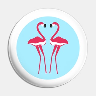 pair of pink flamingos on turquoise background Pin