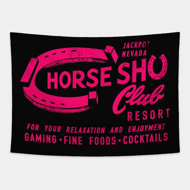 Retro Vintage Horseshu Club Hotel and Casino Jackpot distressed Tapestry by StudioPM71