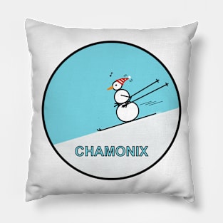 Frosty the Snowman skiing in Chamonix Pillow