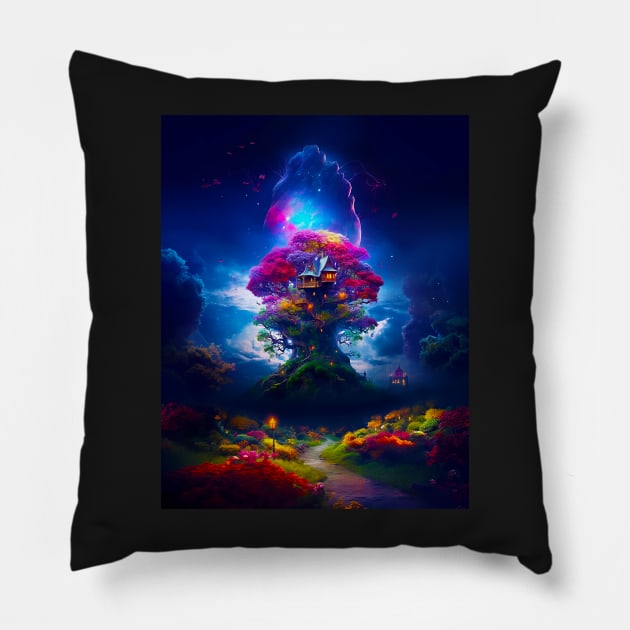 Magic Tree House By Night Pillow by MyMagicalPlace