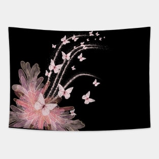 Pink Flower Butterflies illustration Tapestry