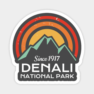 Denali National Park Retro Sticker Magnet