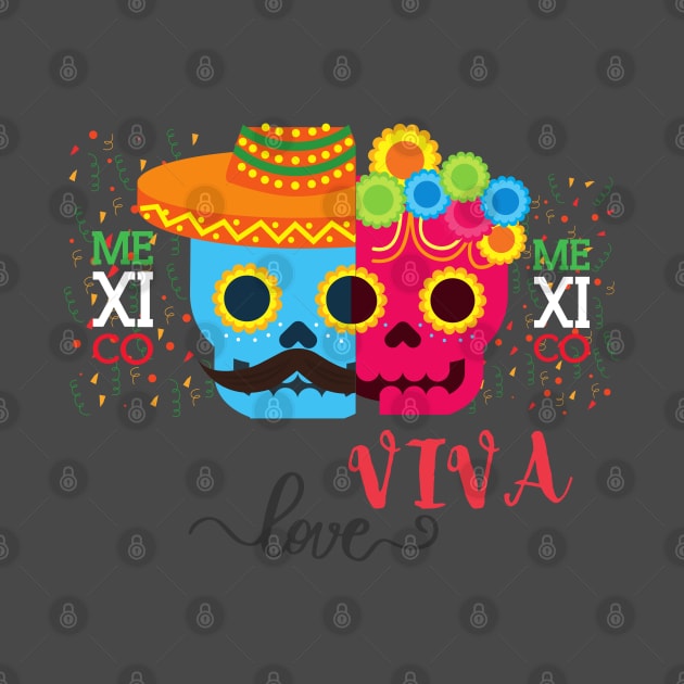 Skulls VIVA LOVE Mexico by O.M design