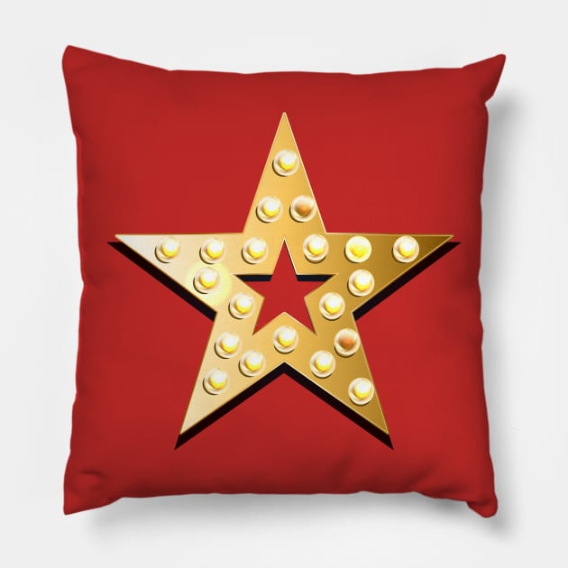 Star with lights bulbs Pillow by Blackmoon9