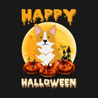 Corgi Scary Pumpkin Moon Halloween Costume T-Shirt