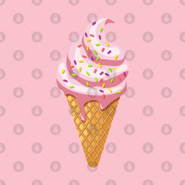 Strawberry sundae in waffle cornet with topping by Cute-Design