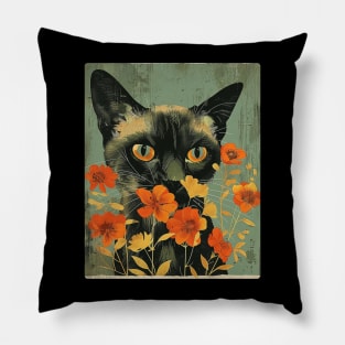 Tonkinese Cat Flowers Photo Art Funny Cat Lover Gift Idea Pillow