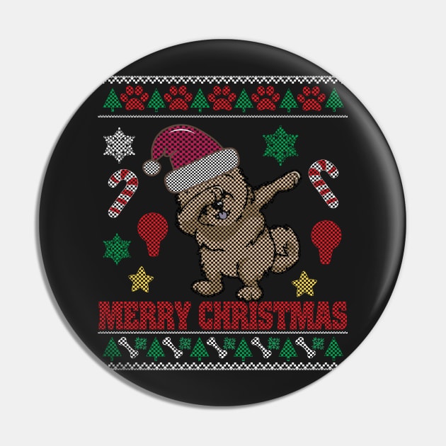 Chow Chow Dog Dabbing Dance Ugly Sweater Christmas Pin by suongmerch