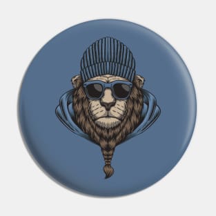 Cool Hipster Lion Head Pin