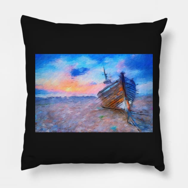 Ship on the Shore Pillow by cannibaljp