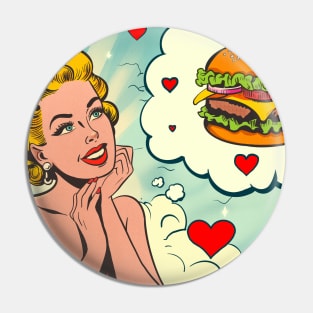 Valentine’s day hamburger vintage love Pin