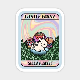 Cute Netherland Dwarf Bunny Celebrating Easter with Colorful Eggs Vintage Bunny Tarot Magnet