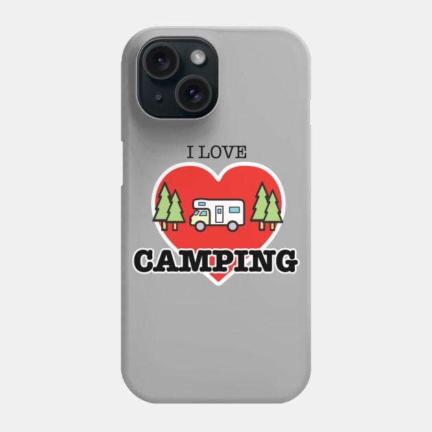 I Love Camping - Heart and Motorhome - Class C Phone Case by RVToolbox