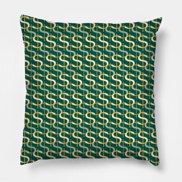 Green Money Pattern Pillow by Astrablink7