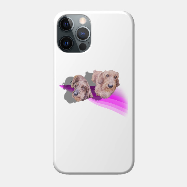 Gorgeous Wire hair Dachshund painting on a 3D style abstract background - Dogs - Phone Case