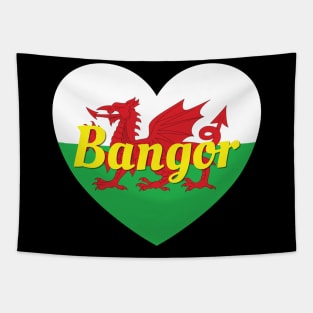 Bangor Wales UK Wales Flag Heart Tapestry