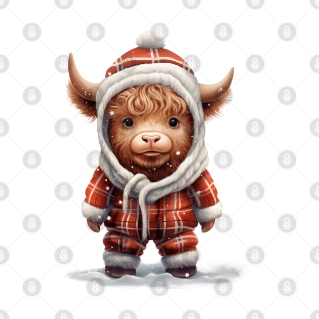 Christmas Baby Highland Cow #2 by Chromatic Fusion Studio