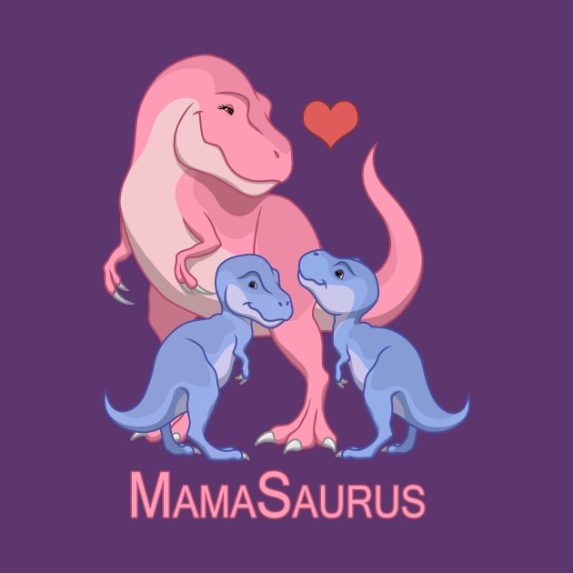 MamaSaurus T-Rex Mommy & Twin Baby Boy Dinosaurs by csforest