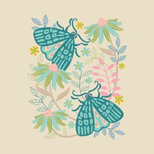 TWO MOTHS Butterfly Floral - UnBlink Studio by Jackie Tahara T-Shirt