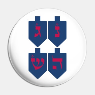 Hanukkah Dreidels in Navy and Magenta Pin