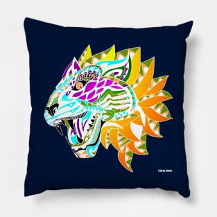 blue indigo the wild tiger in ecopop flames Pillow
