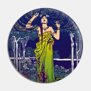 Art Nouveau Lady (green) Pin
