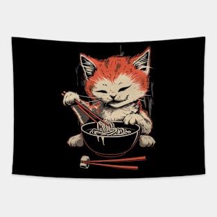 Cat Ramen Tips Tapestry