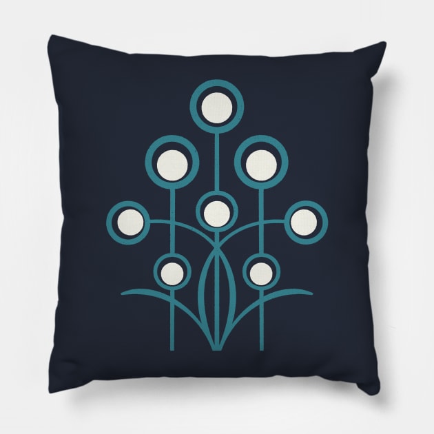 Teal Art Deco geometric flower motif Pillow by Home Cyn Home 