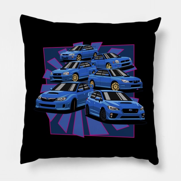 Impreza Generations Pillow by AutomotiveArt