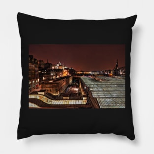 View Over Edinburgh Waverly Railway Station - Scottland Pillow